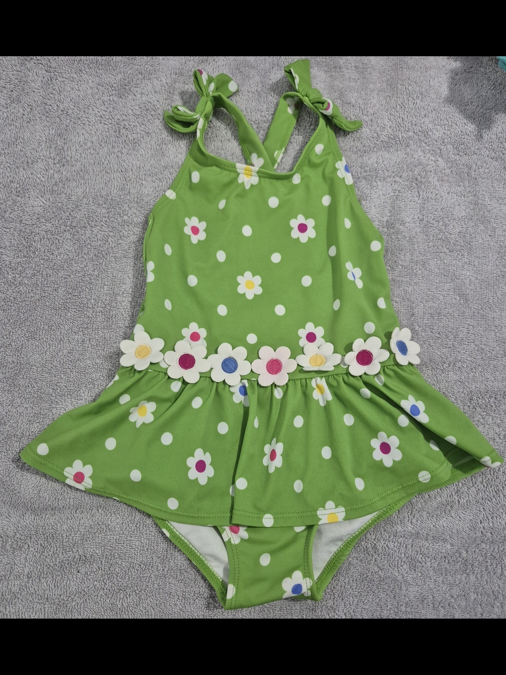 Gymboree Green Polka Dot Daisy Skirted One-Piece Swimsuit